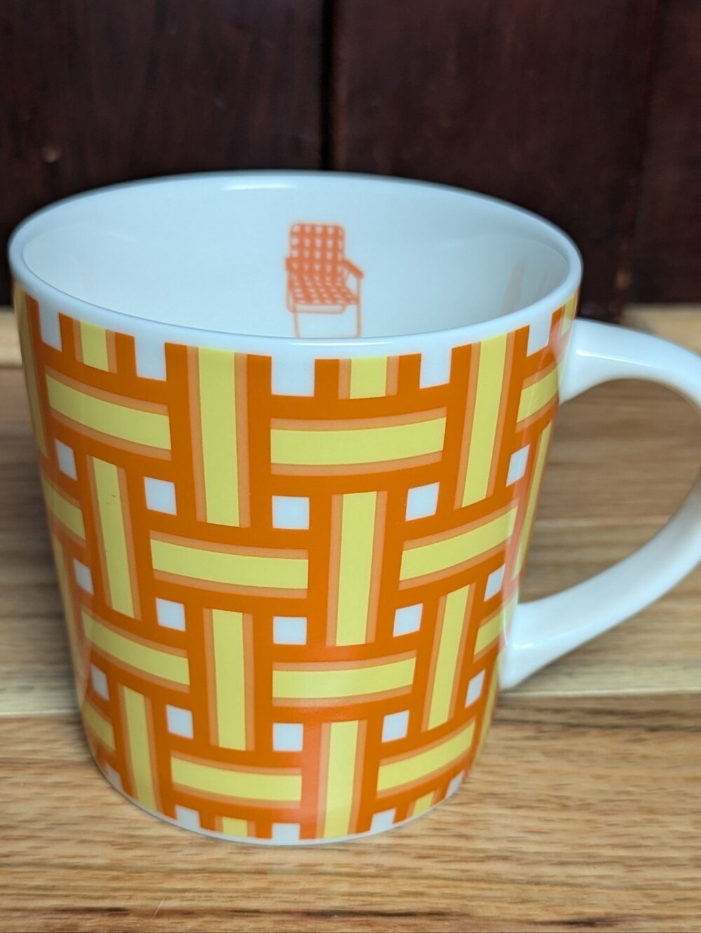 Starbucks 2006 Vintage Woven Folding Lawn Chair Orange / Yellow Coffee …